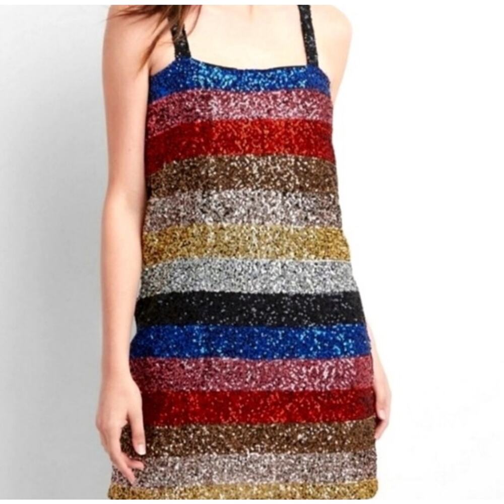 Women's‎ GAP “Crazy Stripe” Sequin Party Holiday Cocktail Dress Size Small